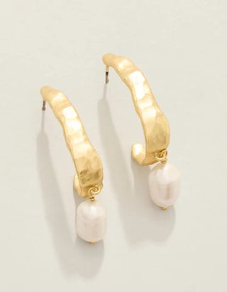 Tumbled Hoop Earrings in Pearl