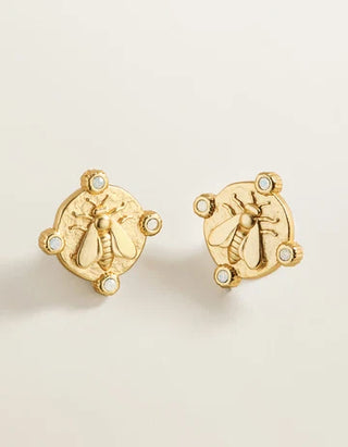 Curious Bee Stud Earrings in Gold
