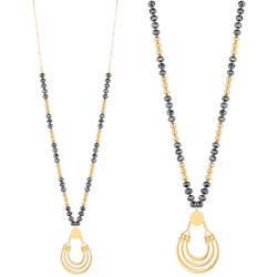 Rays Of Gold Necklace Set in Black