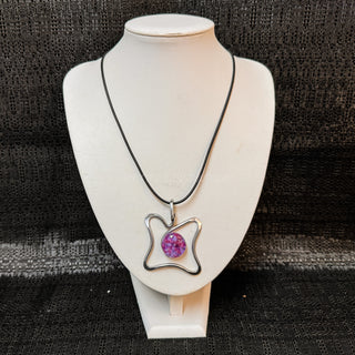 Open Square Curl Pendant Necklace - Vivid Violet
