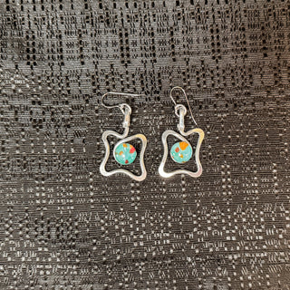 Open Square Curl Earrings - Mango Tango