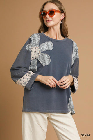 Flowers On My Mind Top In Denim