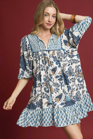 Sing Your Song Dress In Blue Mix
