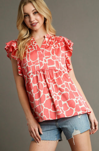 Wild Side Top in Coral