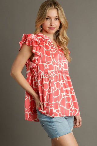 Wild Side Top in Coral