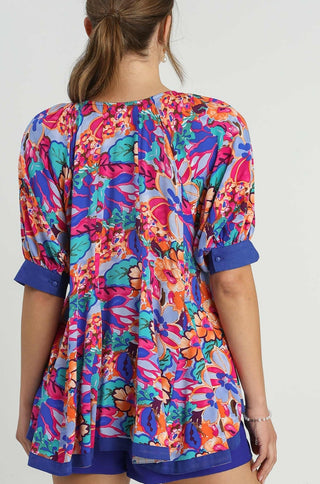 Flower Town Top in Blue
