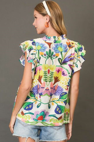 Feeling The Flowers Top in Green Mix