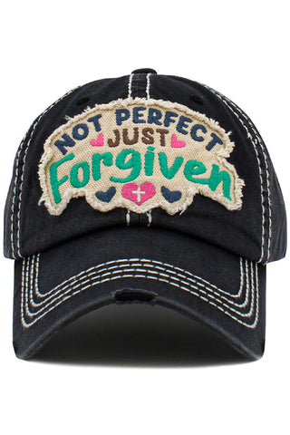 Not Perfect Just Forgiven Hat in Black