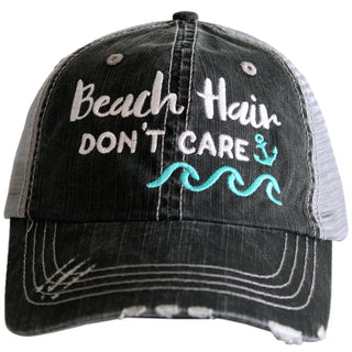 Beach Hair Don't Care Trucker Hat in Black