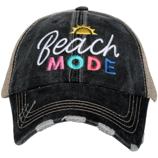 Beach Mode Trucker Hat in Black/Tan