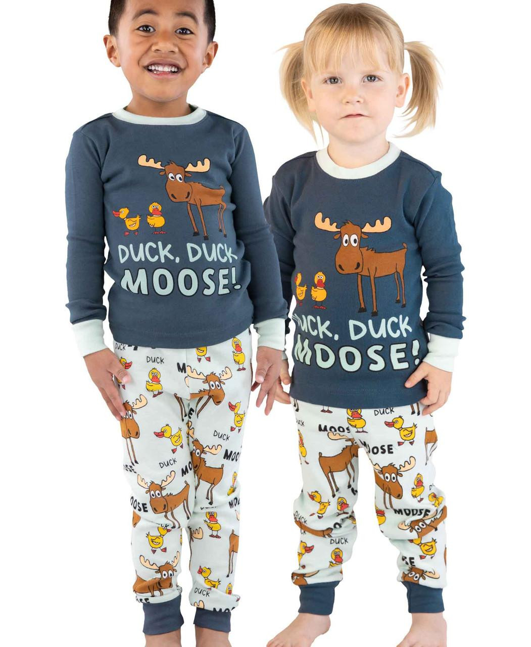 Duck Duck Moose Kids' Long Sleeve PJs In Dark Blue – Mermaid Cove