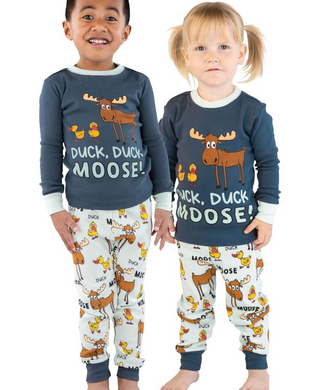 Duck Duck Moose Kids' Long Sleeve PJs In Dark Blue