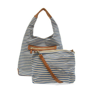 April Canvas Hobo Bag in Blue & White Stripe
