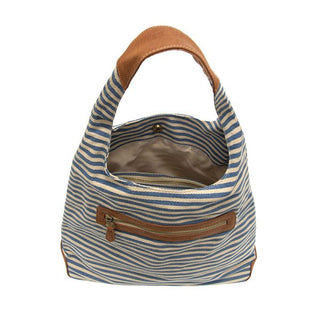 April Canvas Hobo Bag in Blue & White Stripe