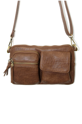 Kendra Cargo Pocket Crossbody in Saddle