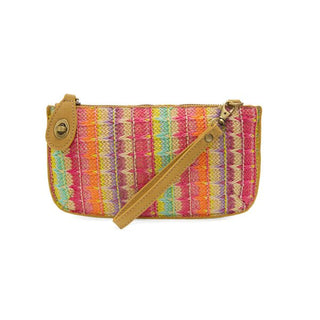 Sophia Straw Mini Wristlet Crossbody in Bright Pink