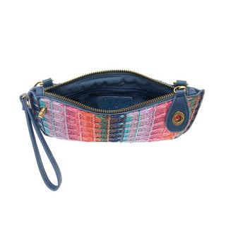 Sophia Straw Mini Wristlet Crossbody in Deep Sea