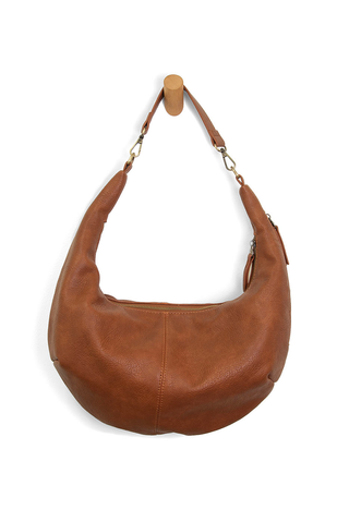 Rhea Slouchy Crescent Shoulder Bag in Saddle