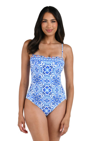 Stuck In The Middle One Piece Swimsuit in Alboran Sea