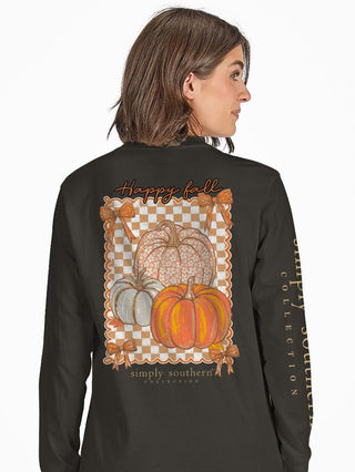 Happy Fall Long Sleeve T-Shirt in Black