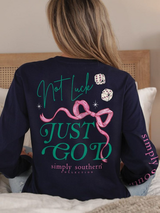 Not Luck Just God Long Sleeve Tee In Eclipse