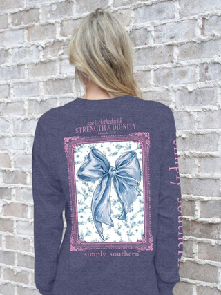 She Is Clothed In Strength And Dignity Top In Denim Heather