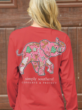 Christmas Elephant Conserve & Protect Top In Red - Final Sale