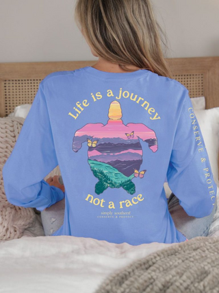 Life Is A Journey Sea Turtle Long Sleeve Tee In Vista