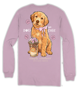 Kid's Dogs & Coffee Long Sleeve T-Shirt in Wisteria