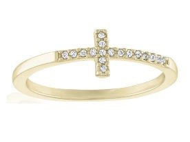 CZ Cross Gold Layers Ring