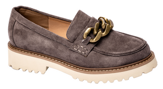 Literally Loafers In Light Grey Faux Suede