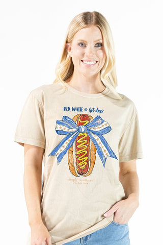 Red, White, & Hot Dogs Short Sleeve T-Shirt in Bone
