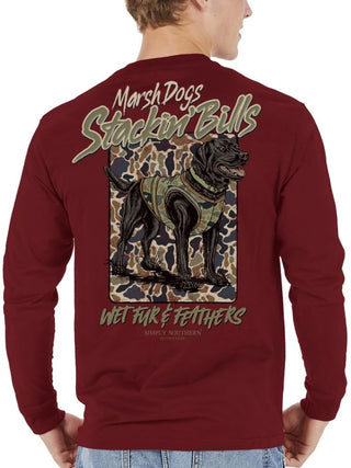 Men's Stackin' Bills Long Sleeve T-Shirt in Carmine