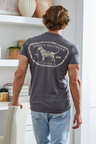 Men's Camo Dog Simply Southern Tee In Iron Heather