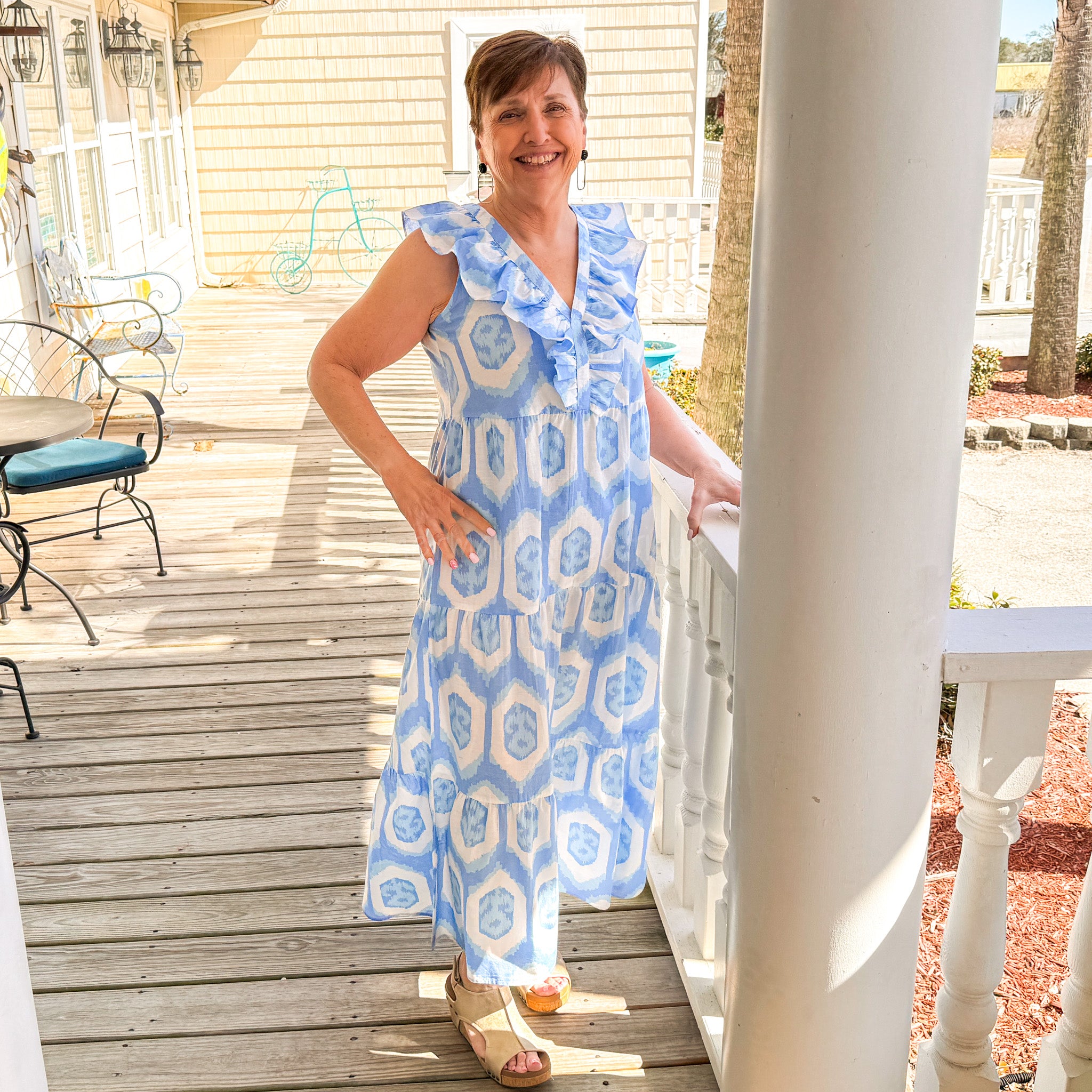 Blue Ikat Tanya Maxi Dress Blue Ikat Tanya Maxi Dress