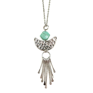 Silver Crescent & Amazonite Banjara Necklace