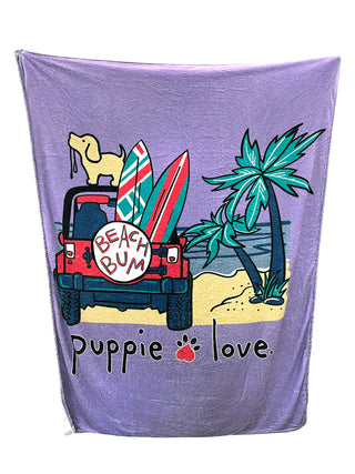 Beach Bum Pup Throw Blanket