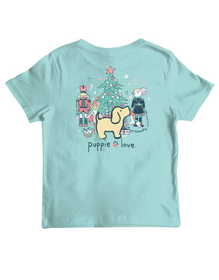 Youth Nutcracker Ballet Pup Short Sleeve T-Shirt in Celadon