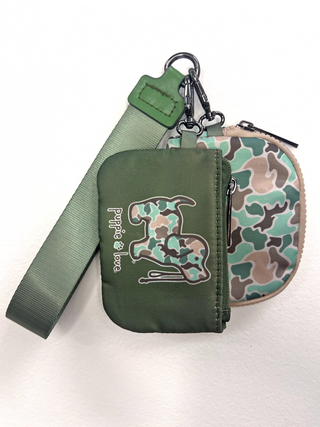 Old School Camo Double Pouch Wristlet In Multicolored