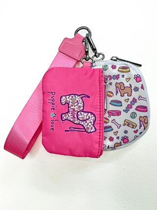 Dog Mom Pattern Double Pouch Wristlet In Multicolored