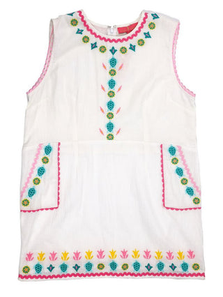 Mara Embroidered Dress in White