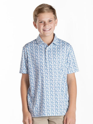 Youth Fishing Dockside Boy's Polo in Light Blue