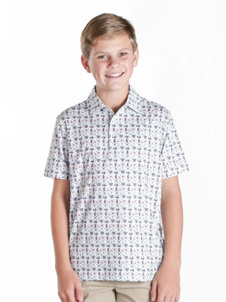 Youth Tee Time Boy's Polo in White