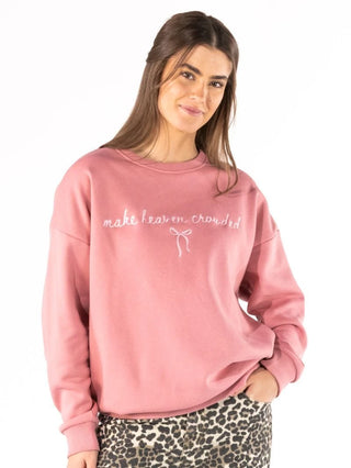 Make Heaven Crowded Crewneck Sweatshirt in Coral