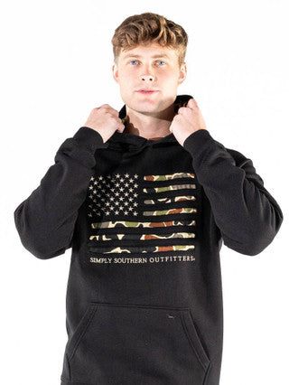 Men's Camo Flag Hoodie in Black