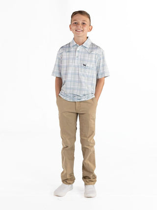 Kids Sandlot Plays Performance Polo in Blue Plaid