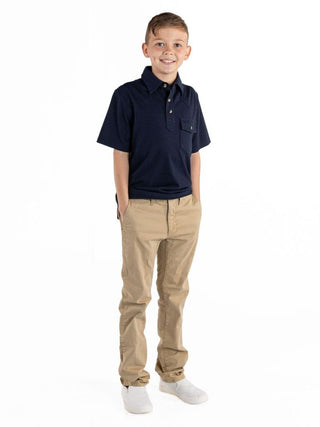 Kids Keeping Calm Performance Polo in Navy