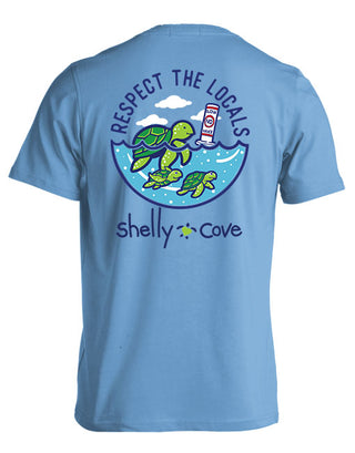 Respect The Locals Shelly Cove Turtle Short Sleeve T-Shirt in Carolina Blue