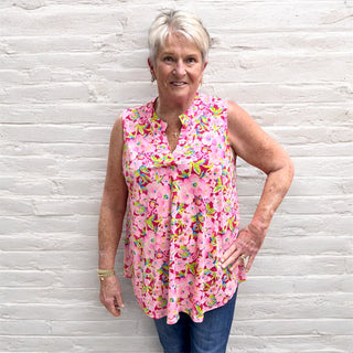 Flower Frenzy Lizzy Tank In Pink