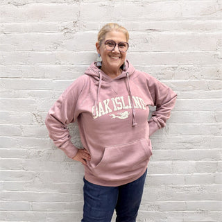 Unisex Burn Wash Fleece Hooded Sweatshirt - Mauve - Oak Island